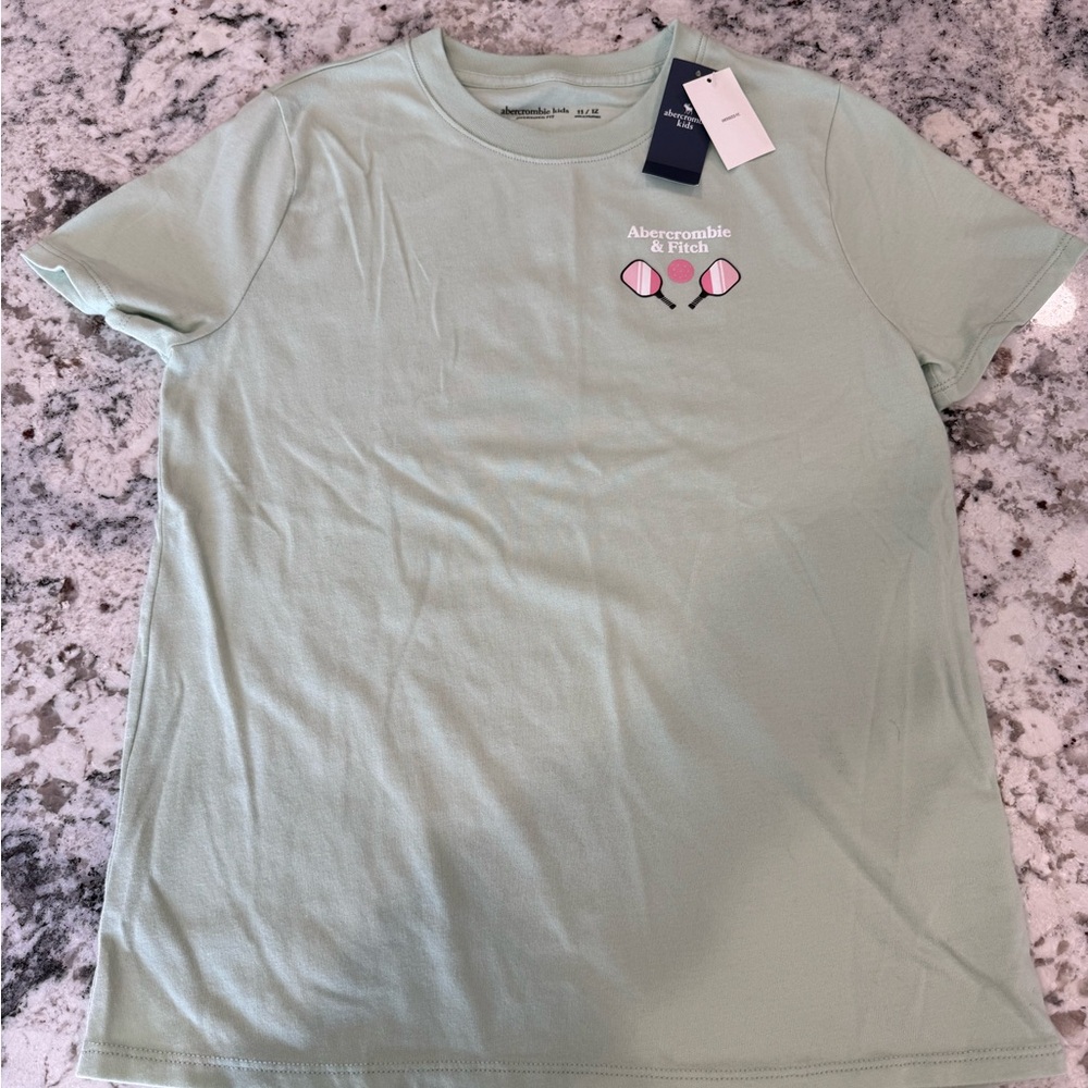 Abercrombie & Fitch Light Mint Tee with Pink Racket Graphic